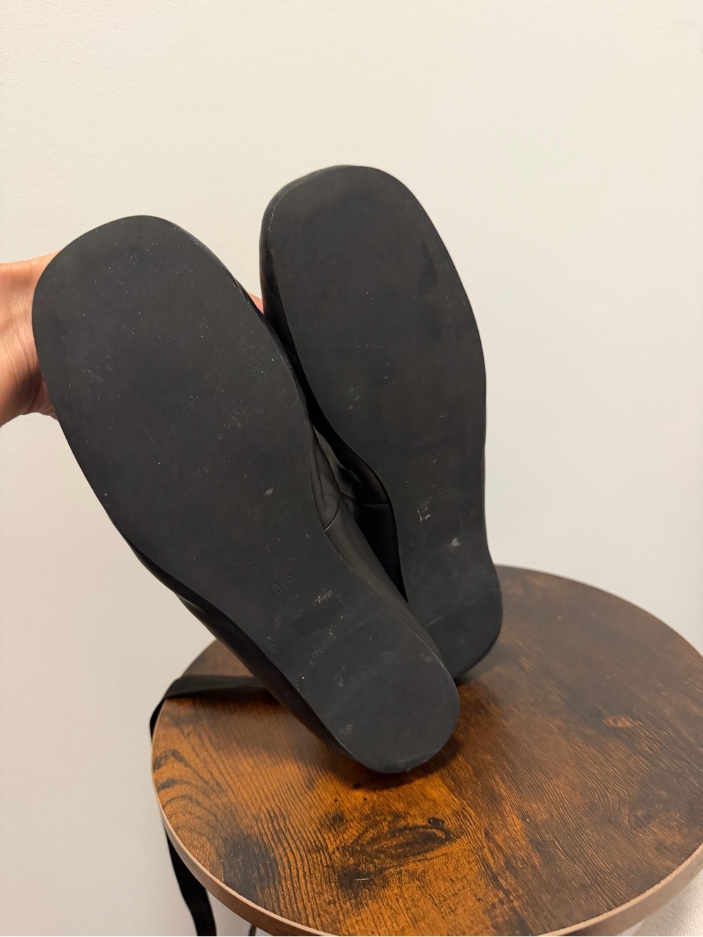 Jeffrey Campbell Black Leather Ballet Tie-Up Flats - Picture 3 of 3